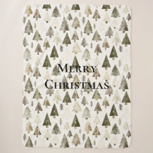 Olijfgroene kerstbomen sherpa deken