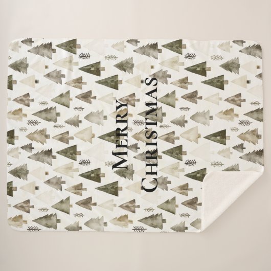 Olijfgroene kerstbomen sherpa deken (Voorkant (horizontaal))