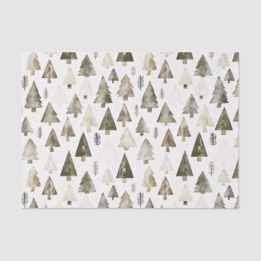 Olijfgroene kerstbomen tissuepapier (Voorkant)