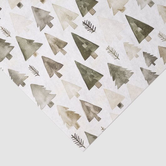 Olijfgroene kerstbomen tissuepapier (Detail)