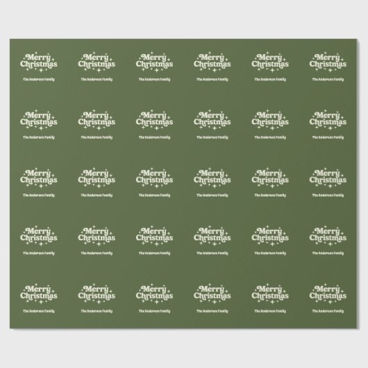 Olijfgroene kerstgunst cadeaupapier (Vlak)
