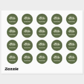 Olijfgroene kerstgunst ronde sticker (Vel)