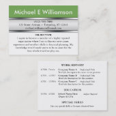 Olijfgroene koptekst - RESUME Visitekaartjes (Voorkant / Achterkant)