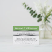 Olijfgroene koptekst - RESUME Visitekaartjes (Staand voorkant)