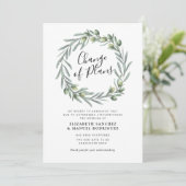 Olijfgroene krans uitgestelde trouwkaart kaart (Staand voorkant)