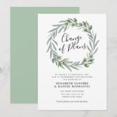 Olijfgroene krans uitgestelde trouwkaart kaart (Voorkant / Achterkant)