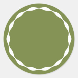 Olijfgroene lege cirkel op maat gemaakte kruidenst ronde sticker