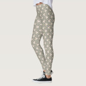 Olijfgroene Leggings met Speelse Pitbulls & Speelt (Links)