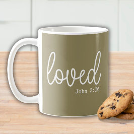 Olijfgroene liefdesgeloofskwotatie minimalistisch koffiemok