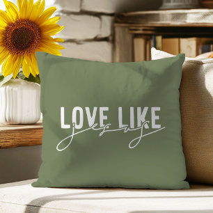 Olijfgroene 'Love like Jesus' christelijke kussens