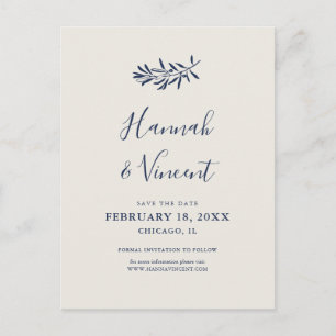 Olijfgroene marine save-the-date ansichtkaart aankondigingskaart