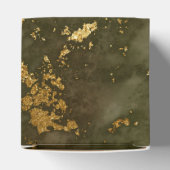 Olijfgroene marmeren gouden monogram bedankdoosjes (Bovenkant)