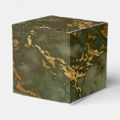 Olijfgroene marmeren gouden monogram bedankdoosjes (Achterkant)