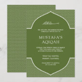 Olijfgroene Marokkaanse islamitische moslim Aqiqah Kaart (Voorkant / Achterkant)