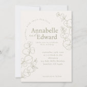 Olijfgroene minimalistische botanische bruiloft kaart (Voorkant)