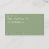 Olijfgroene minimalistische elegantie visitekaartje (Achterkant)