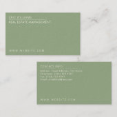 Olijfgroene minimalistische elegantie visitekaartje (Voorkant / Achterkant)