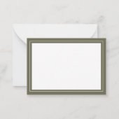 Olijfgroene minimalistische monogram lijnrand notitiekaartje (Achterkant)