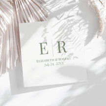 Olijfgroene Minimalistische Monogram Trouw-