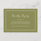 Olijfgroene moderne online RSVP kaart (Voorkant)