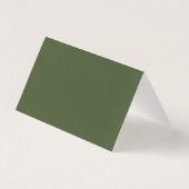 Olijfgroene moderne script bruiloft gevouwen bedan kaart (Achterkant)