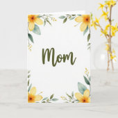 Olijfgroene Moeder Script Kaart (Gele Bloem)