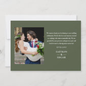 Olijfgroene Monogram 2 Foto Trouw Bedankkaart (Achterkant)