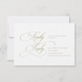 Olijfgroene Monogram Huwelijks RSVP Kaart