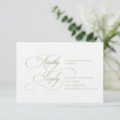 Olijfgroene Monogram Huwelijks RSVP Kaart (Staand voorkant)