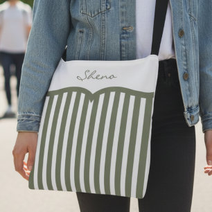 Olijfgroene Monogram met strepen Crossbody Tas