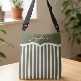 Olijfgroene Monogram met Strepen Crossbody Tas