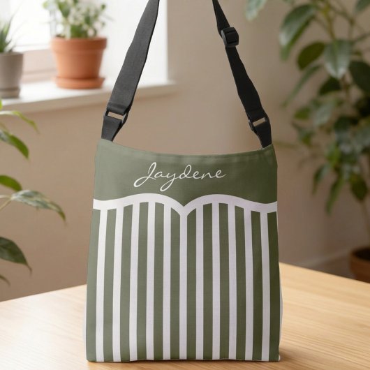 Olijfgroene Monogram met Strepen Crossbody Tas