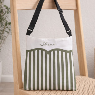 Olijfgroene Monogram met strepen Crossbody Tas
