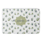 Olijfgroene Monogram Naam Watercolor Chic Patroon Badmat (Voorkant)
