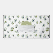 Olijfgroene Monogram Naam Watercolor Chic Patroon Bureaumat (Keyboard & Muis)