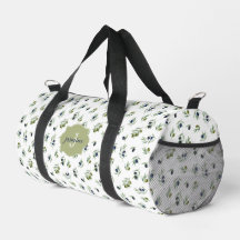 Olijfgroene Monogram Naam Watercolor Chic Patroon