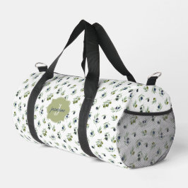 Olijfgroene Monogram Naam Watercolor Chic Patroon Plunjezak