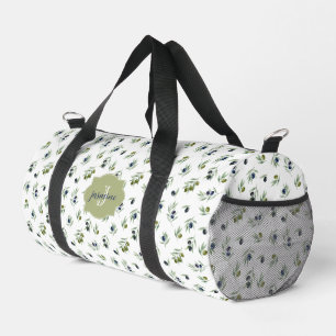 Olijfgroene Monogram Naam Watercolor Chic Patroon Plunjezak