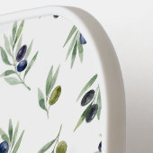 Olijfgroene Monogram Naam Waterverf Chic Patroon Pickleball Paddle (Links Detail)