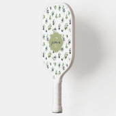 Olijfgroene Monogram Naam Waterverf Chic Patroon Pickleball Paddle (Links)