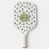 Olijfgroene Monogram Naam Waterverf Chic Patroon Pickleball Paddle (Achterkant)