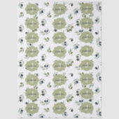 Olijfgroene Monogram Naam Waterverf Chic Patroon Tissuepapier (Voorkant)