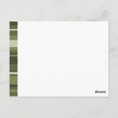 Olijfgroene monogram strepen briefkaart (Achterkant)