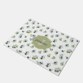 Olijfgroene Monogramnaam Watercolor Chic Patroon Deurmat (Schuin)