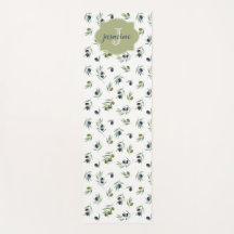Olijfgroene Monogramnaam Watercolor Chic Patroon