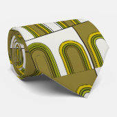 Olijfgroene mosterd geel Mid-Century Modern Stropdas (Opgerold)