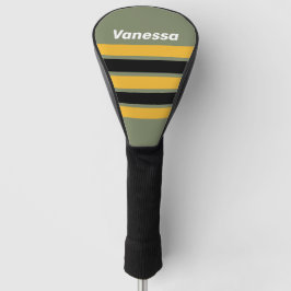 Olijfgroene Nachtlamp Over Strepen met Naam Golfheadcover