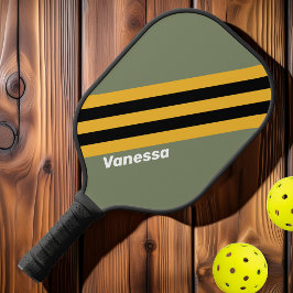 Olijfgroene nachtlamp strepen met naam pickleball paddle