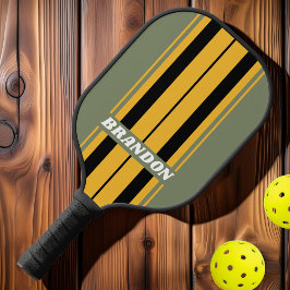 Olijfgroene Nachtlicht Bord Strepen met Naam Pickleball Paddle