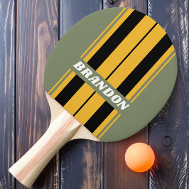 Olijfgroene Nachtlicht Bord Strepen met Naam Tafeltennisbatje